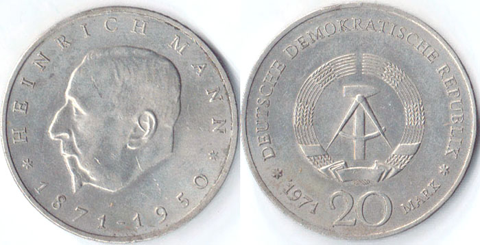 1971 East Germany 20 Mark (Mann) Unc A000926